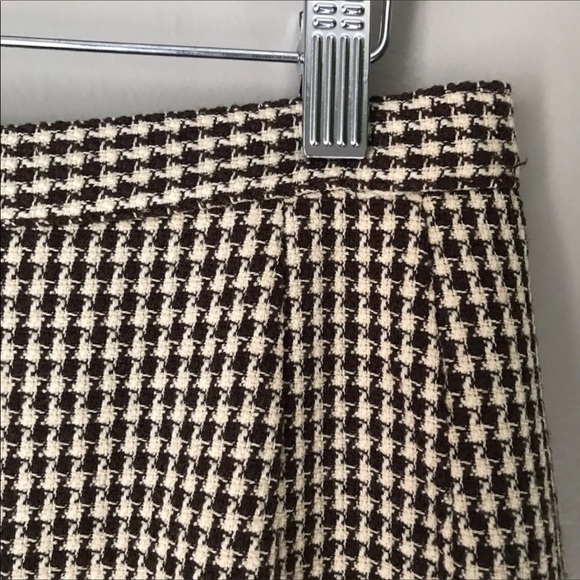 Brown & Cream Houndstooth Wool Skirt - Picture 1 of 5